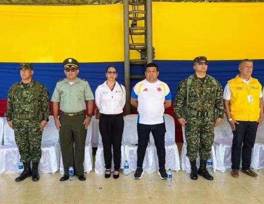 Autoridades civiles y militares en el desfile cívico militar del 20 de julio