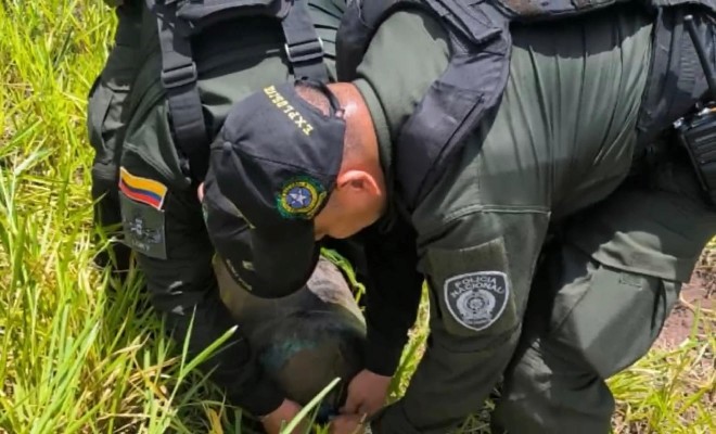 Un cilindro con aproximadamente 60 kilogramos de material explosivo en Santander de Quilichao desactivados gracias a los Técnicos de Explosivos Cauca