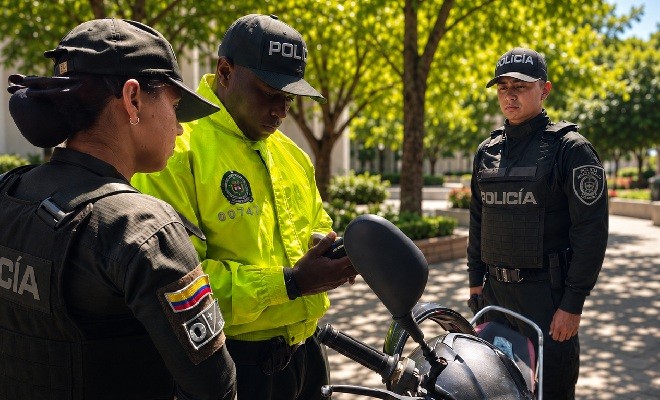 Polic&iacute;as de diferentes unidades revisando control y verificaci&oacute;n de veh&iacute;culos