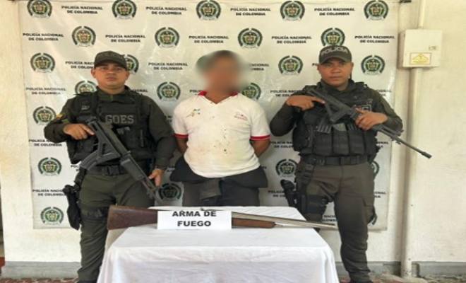 Capturado en flagrancia por porte ilegal de arma de fuego en San Alberto, Cesar 