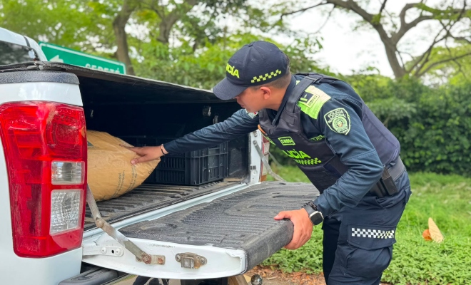 Funcionario policial realizando registro a veh&iacute;culo en actividades de prevenci&oacute;n  