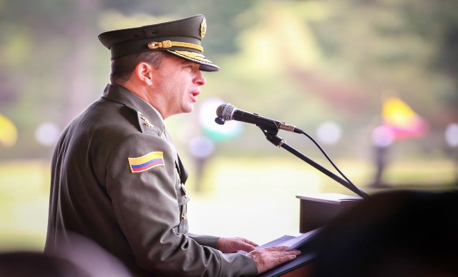 Brigadier general Carlos Fernando Triana desde la Escuela Nacional de Carabineros, en Facatativá. 