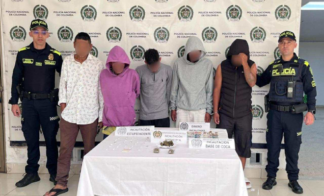 4 personas fueron capturadas por trafico local de estupefacientes en Pitalito