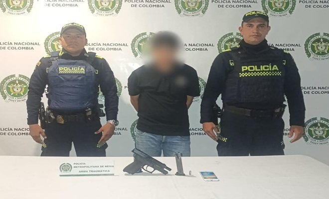 Capturado en flagrancia por porte ilegal de arma de fuego 