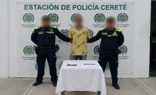 Dos policías y un ciudadano capturado por el delito de tráfico, fabricación o porte de estupefacientes.