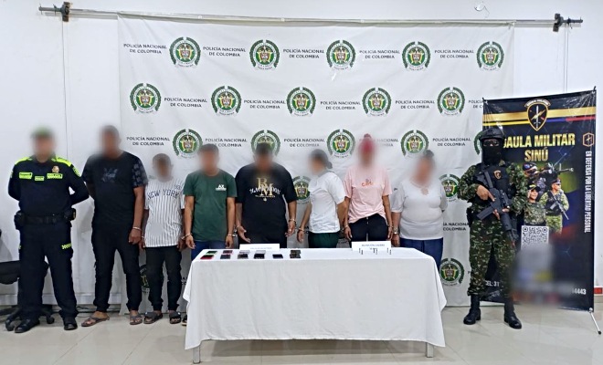 Trabajando por la seguridad de Montería, se capturan a siete presuntos integrantes de una estructura criminal