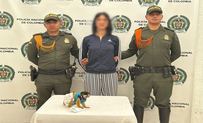Ciudadana capturada, esposada, con dos polic&iacute;as de carabineros en cada lado y una especie silvestre rescatada 