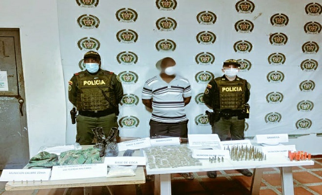 Capturado en Quibdó por microtrafico y porte ilegal de arma de fuego y municiones.