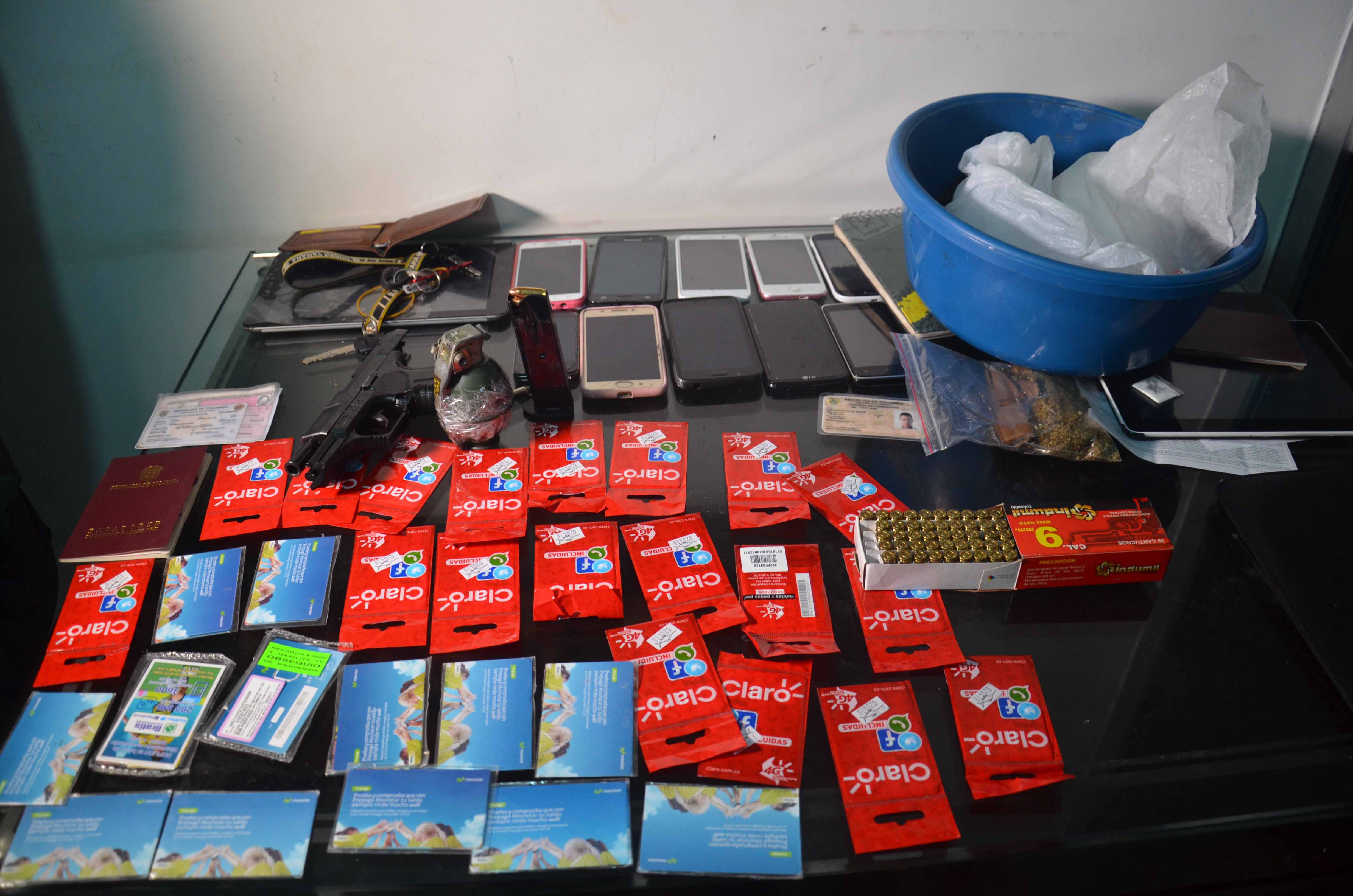 Elementos incautados a integrantes de banda delincuencial la imperial de Medellín