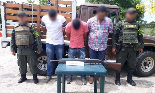 Fueron incautadas dos armas de fuego tipo revolver y una escopeta