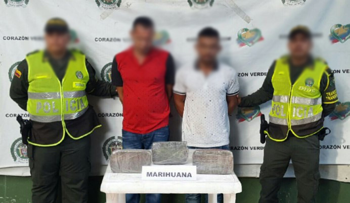 capturados-marihuana-transporte de estupefaciente-SETRA-transito-Zona Bananera-Magdalena