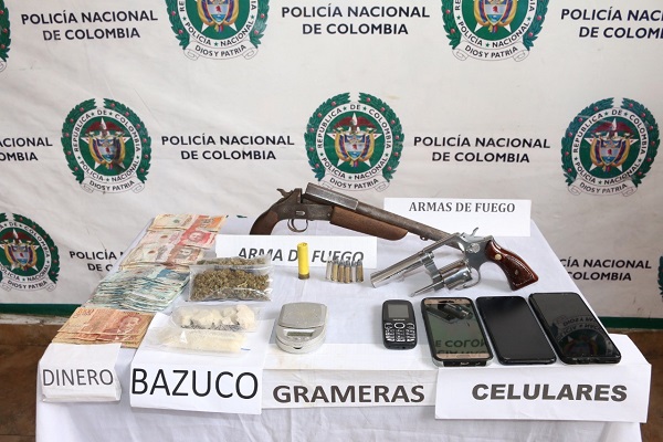 Elemento material probatorio incautado a banda delincuencial 