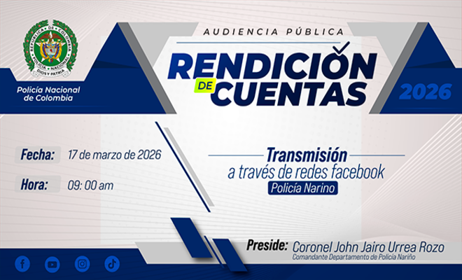 Banner audiencia p&uacute;blica de rendici&oacute;n de cuentas del Departamento de Polic&iacute;a Nari&ntilde;o