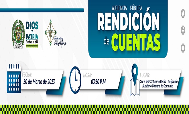 Invitamos a la comunidad  a participar en la rendición de Cuentas del Departamento de Policía Magdalena Medio Vigencia 2022