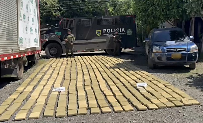 La incautaci&oacute;n de m&aacute;s de 1.400 kilogramos de marihuana, por parte de la seccional de Tr&aacute;nsito y Transportes del Cauca 