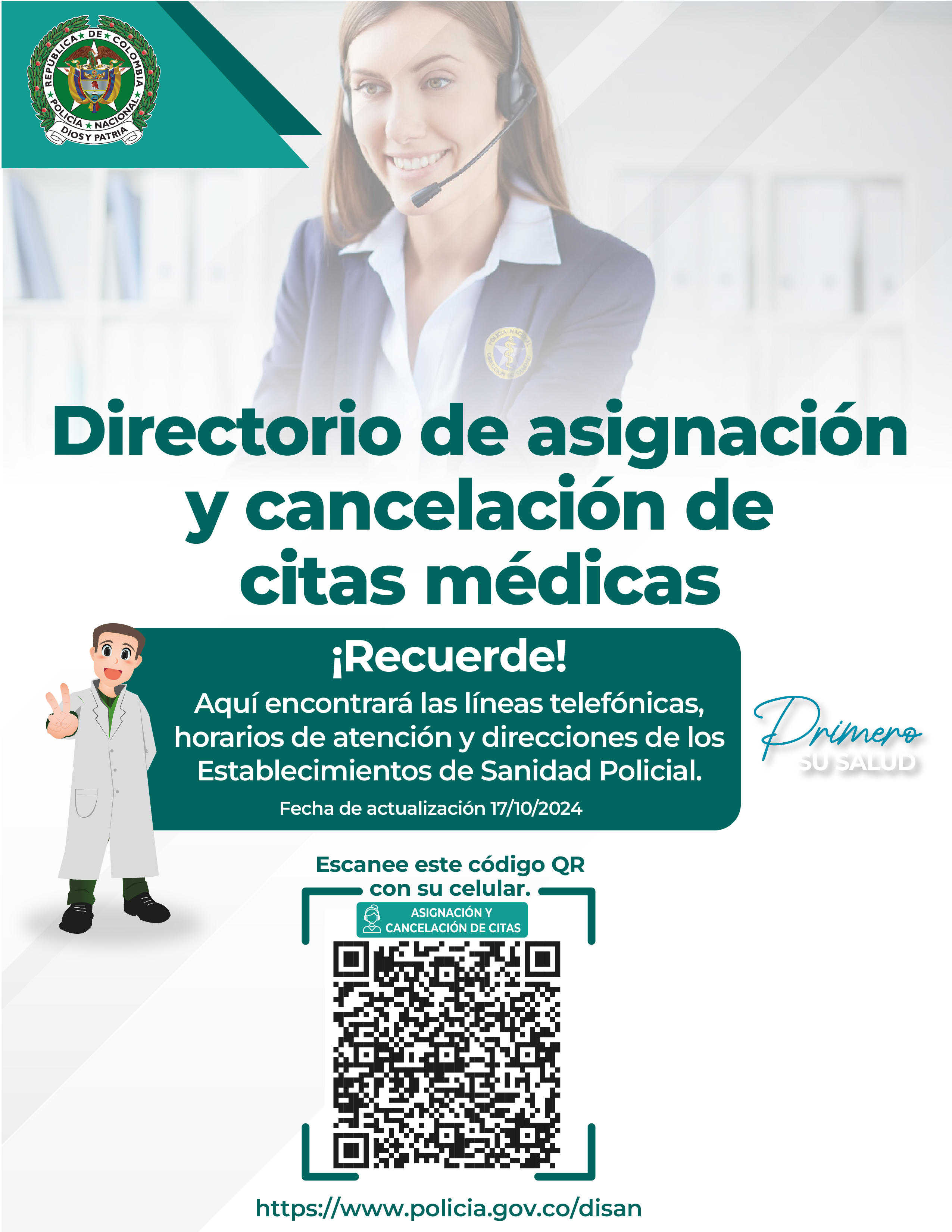 Directorio de asignación y cancelación de citas médicas de la Dirección de Sanidad