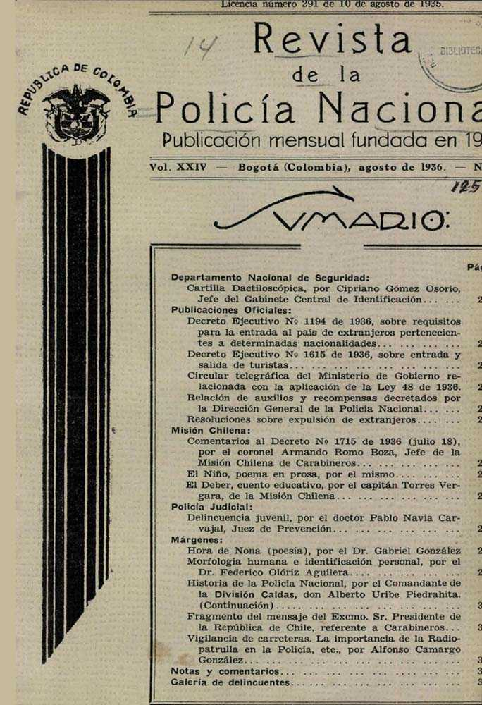 Portada de la Revista de la Polic&iacute;a