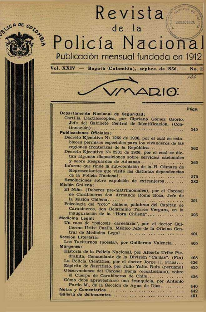 Portada de la Revista de la Polic&iacute;a