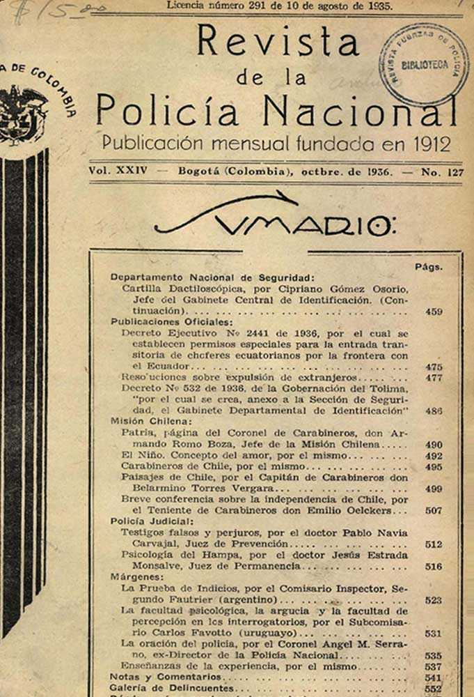 Portada de la Revista de la Polic&iacute;a