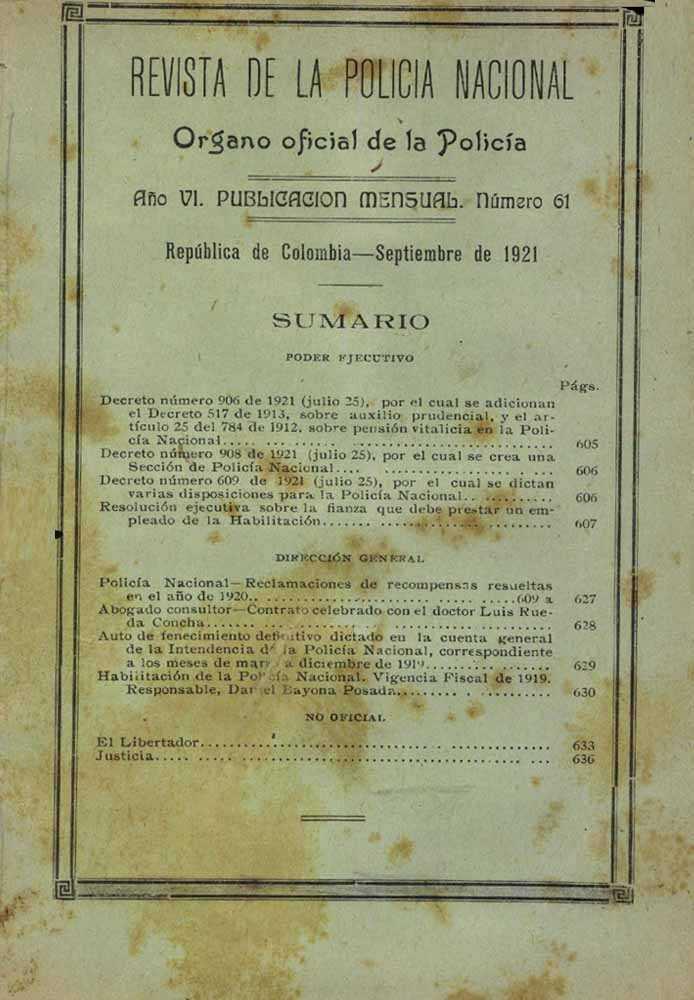 Portada de la Revista de la Polic&iacute;a