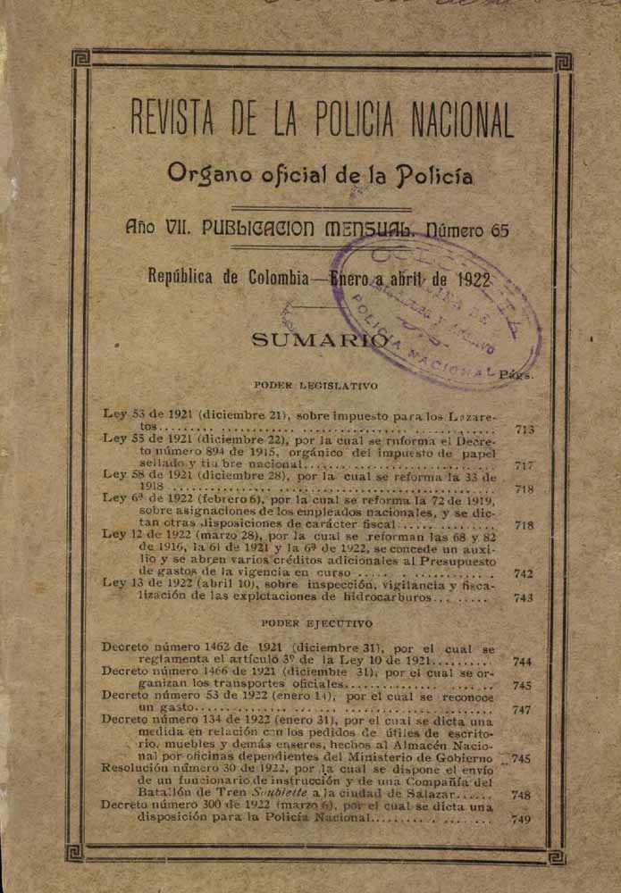 Portada de la Revista de la Polic&iacute;a