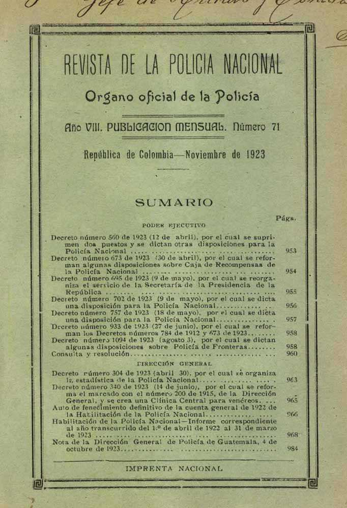 Portada de la Revista de la Polic&iacute;a