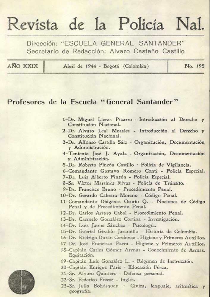 Portada de la Revista de la Polic&iacute;a