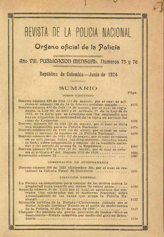 Portada de la Revista de la Polic&iacute;a