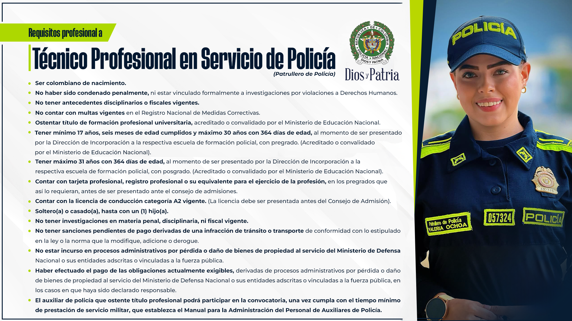requisitos 2026 - profesional a t&eacute;cnico profesional en servicio de polic&iacute;a