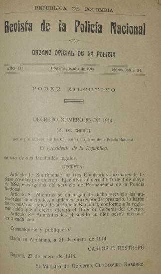Revista Policía Nacional edición Nro. 33 y 34 Primera época