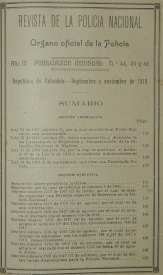Revista Policía Nacional edición Nro. 44, 45 Y 46 Primera época