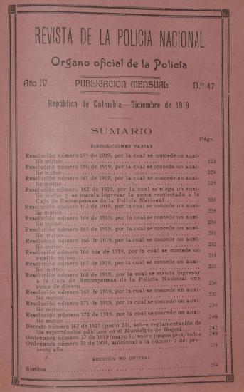 Revista Policía Nacional edición Nro. 47 Primera época
