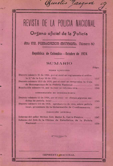 Portada de la Revista de la Policía