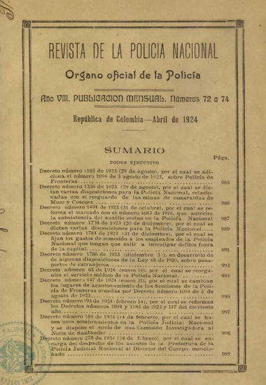 Portada de la Revista de la Policía